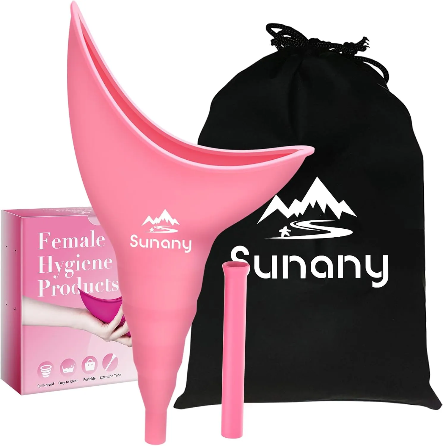 Sunany Female Urinal, Female Urinal with Silicone Funnel, Portable for Standing Female, Reusable Urinal for Female Toilet, for Outdoor, Activities, Camping, Travel