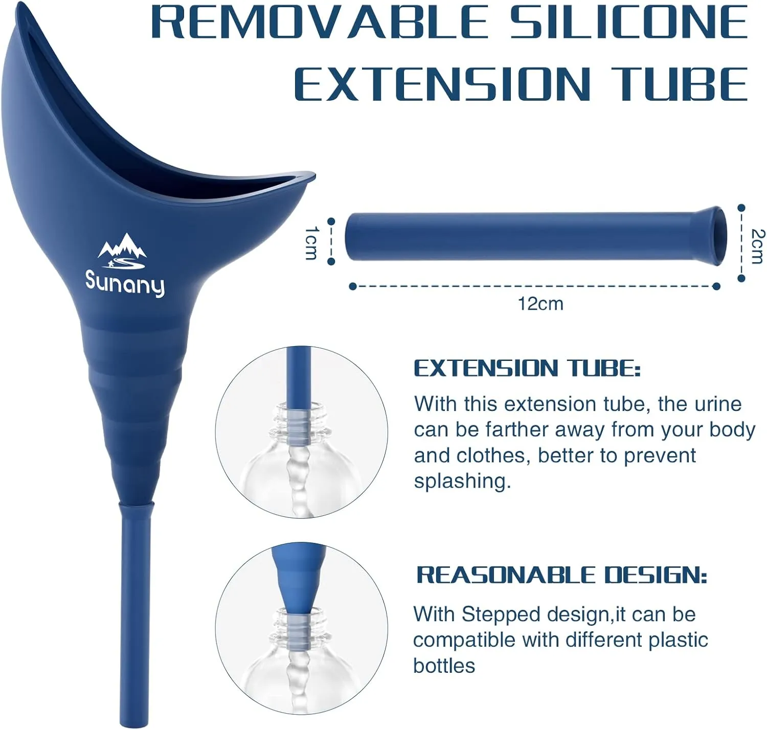 Sunany Female Urinal, Female Urinal with Silicone Funnel, Portable for Standing Female, Reusable Urinal for Female Toilet, for Outdoor, Activities, Camping, Travel