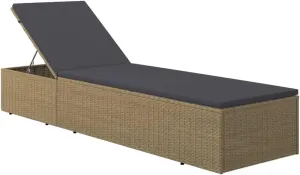 Sunlounger Poly Rattan Brown and Dark GrayLuxury Sun Loungers with Adjustable Backrest and Cushioned Seat