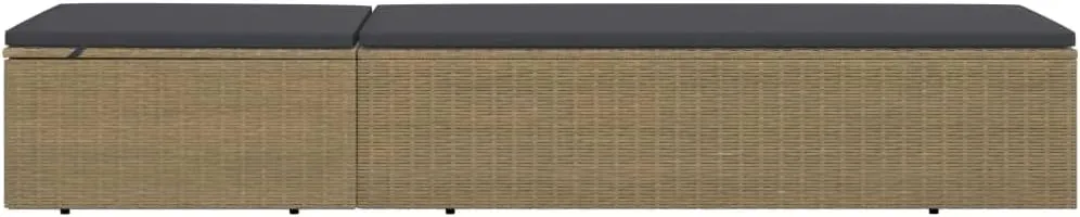 Sunlounger Poly Rattan Brown and Dark GrayLuxury Sun Loungers with Adjustable Backrest and Cushioned Seat