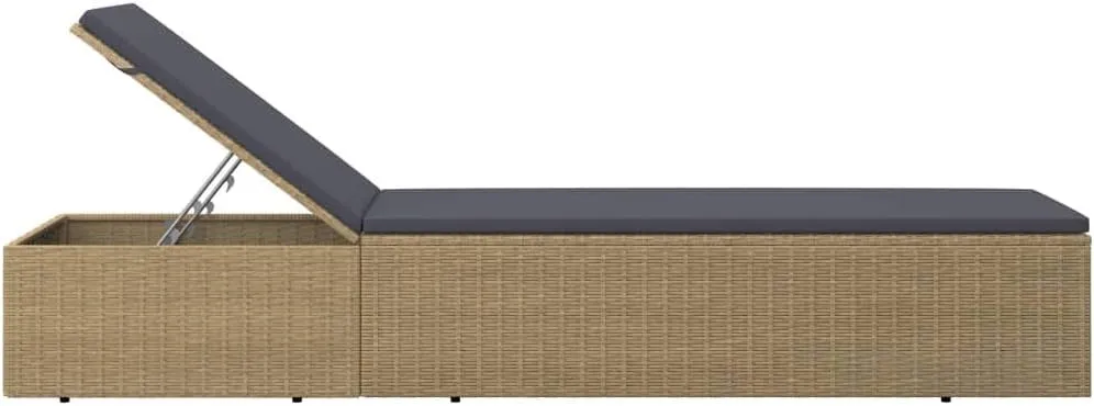 Sunlounger Poly Rattan Brown and Dark GrayLuxury Sun Loungers with Adjustable Backrest and Cushioned Seat