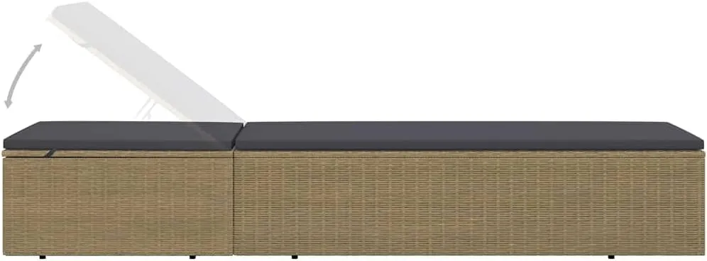 Sunlounger Poly Rattan Brown and Dark GrayLuxury Sun Loungers with Adjustable Backrest and Cushioned Seat