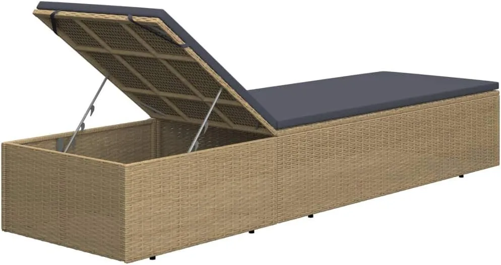 Sunlounger Poly Rattan Brown and Dark GrayLuxury Sun Loungers with Adjustable Backrest and Cushioned Seat