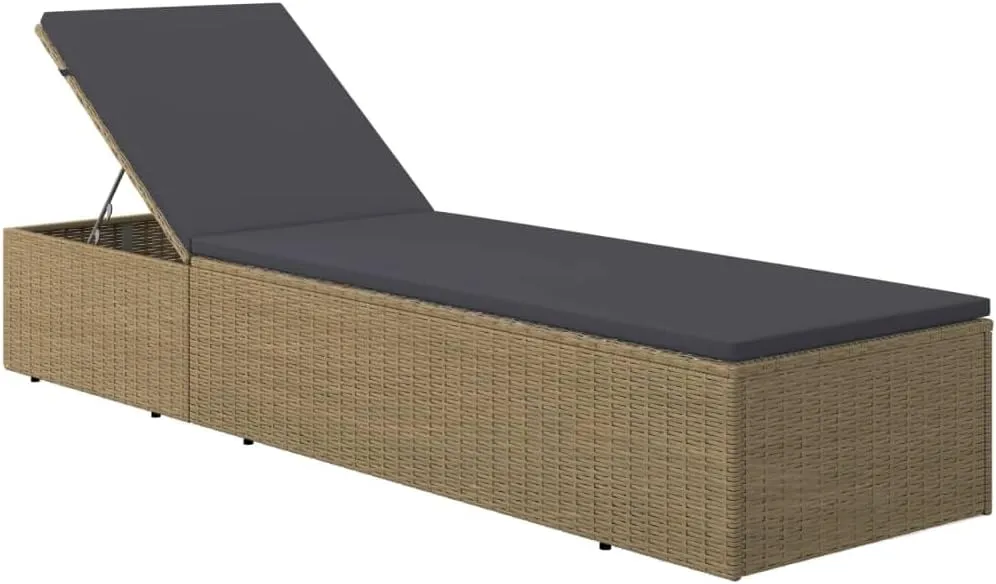 Sunlounger Poly Rattan Brown and Dark GrayLuxury Sun Loungers with Adjustable Backrest and Cushioned Seat