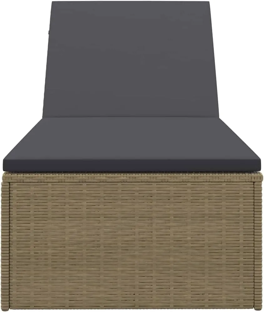 Sunlounger Poly Rattan Brown and Dark GrayLuxury Sun Loungers with Adjustable Backrest and Cushioned Seat