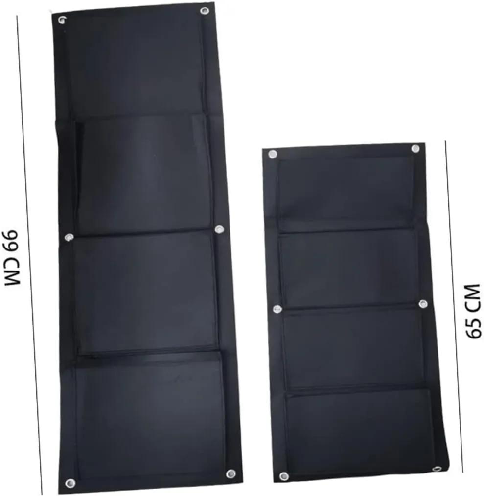 SUPVOX 2pcs 4 Pockets Wall Hanging Plant Bag Felt Material for Home Balcony Garden Vertical Garden Supplies