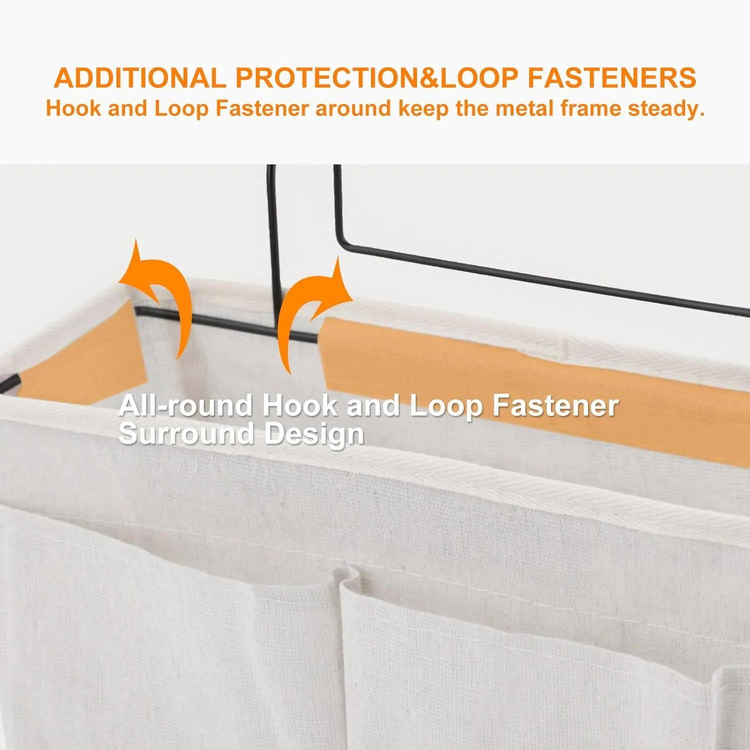 Surblue Bedside Caddy Bedside Storage Bag Hanging Organizer for Bunk, Hospital Beds, Dorm Rooms Bed Rails Camp 4 Pockets and 2 Hooks (White)