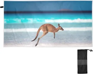 susiyo Beach Towel, 30x60 inch Kangaroo Jumping on Beach Quick Dry Towels for Beach Bath Pool Gym