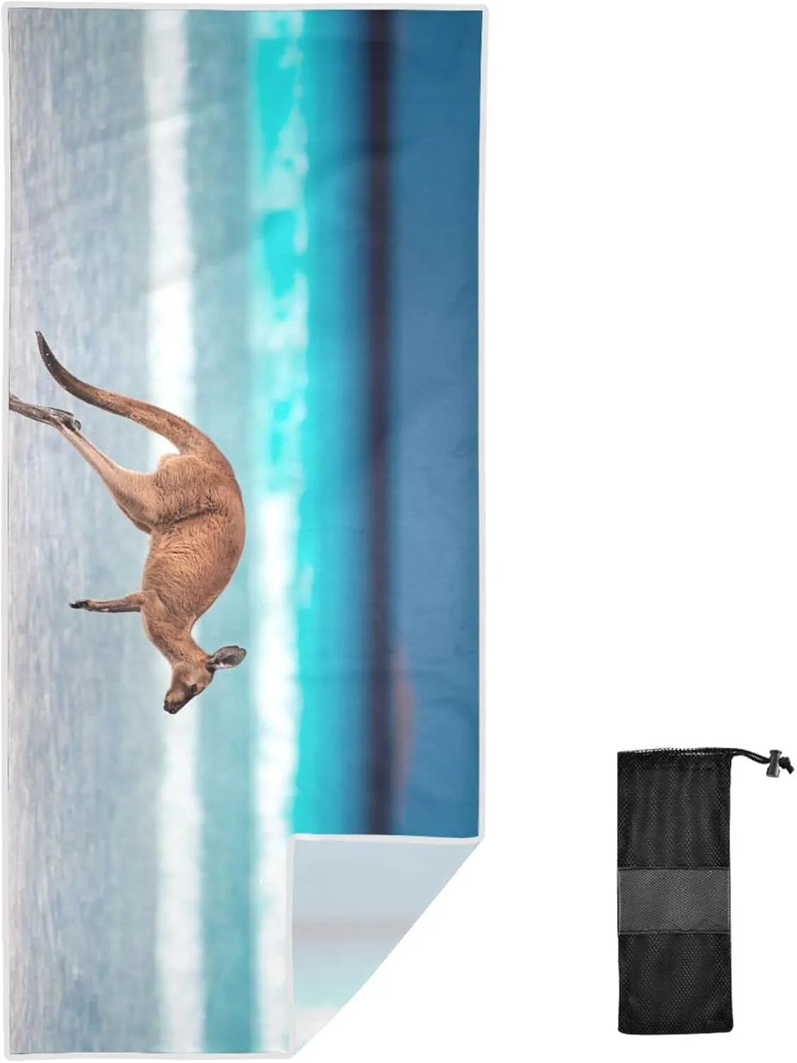 susiyo Beach Towel, 30x60 inch Kangaroo Jumping on Beach Quick Dry Towels for Beach Bath Pool Gym