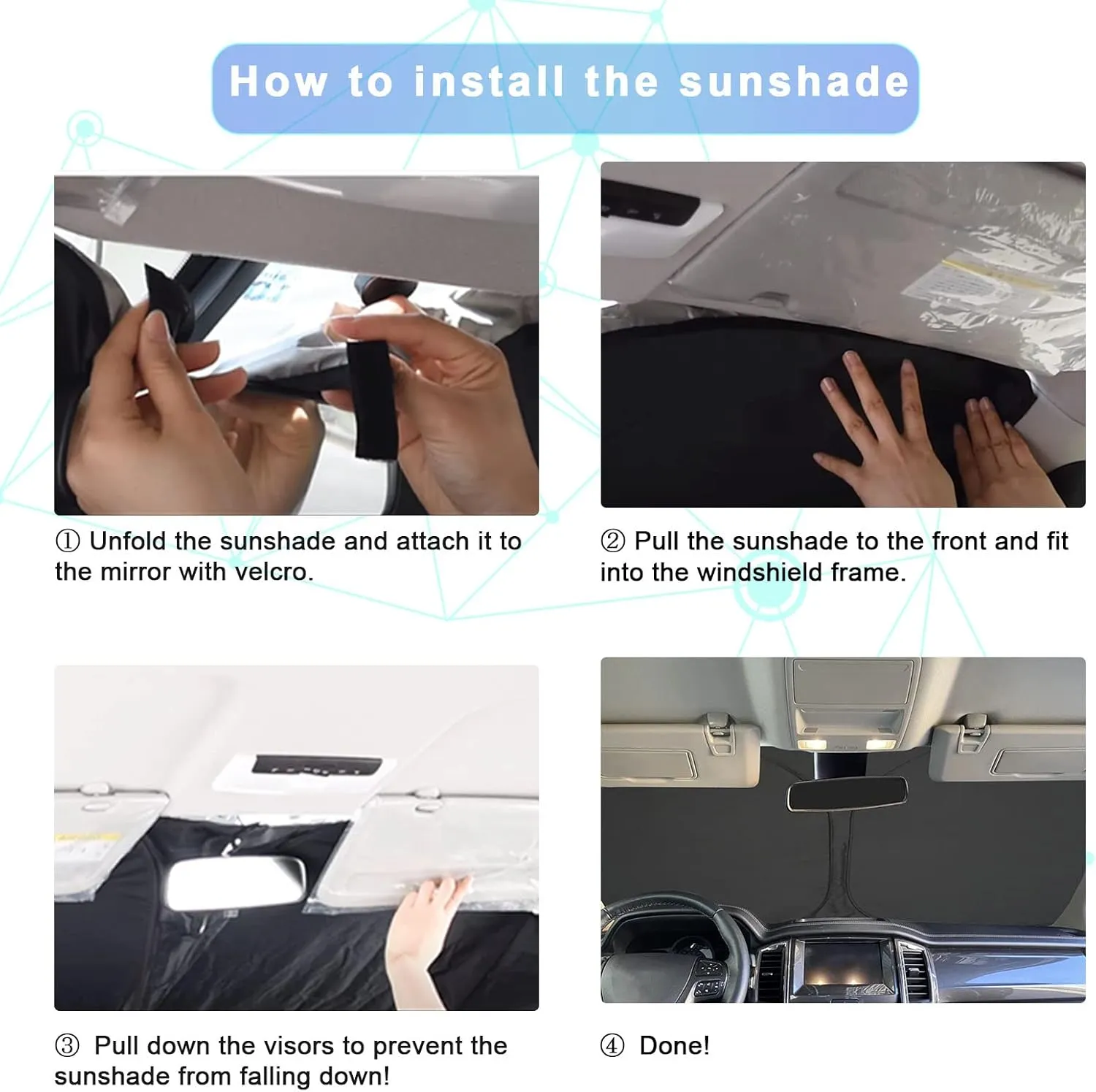 SXCY 2023 2024 2025 Pilot Windshield Sunshade 2019-2025 Honda Pilot LX, Sport, EX-L, TrailSport, Touring Elite Accessories Sun shade Windshield for 2024 Pilot Foldable Sunshade for 2025 Pilot Sunshade