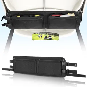 T TGBROS Universal Golf Cart Overhead Storage Organizer – Ceiling Mesh Storage Bag for Club Car Precedent, Tempo, Onward – Adjustable, Easy-Install with Large Capacity – Black