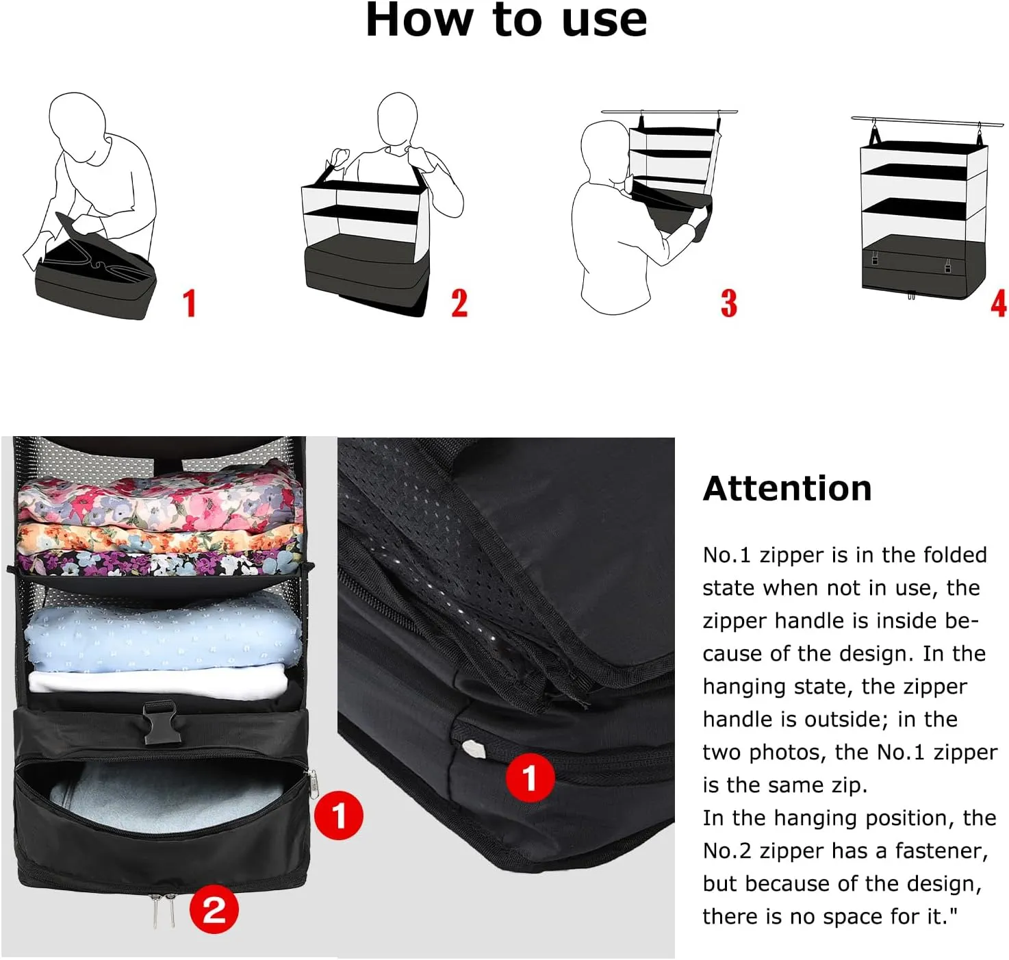 TABITORA Portable Hanging Travel Shelves Bag Packing Cube Organizer Suitcase Storage Large Capacity