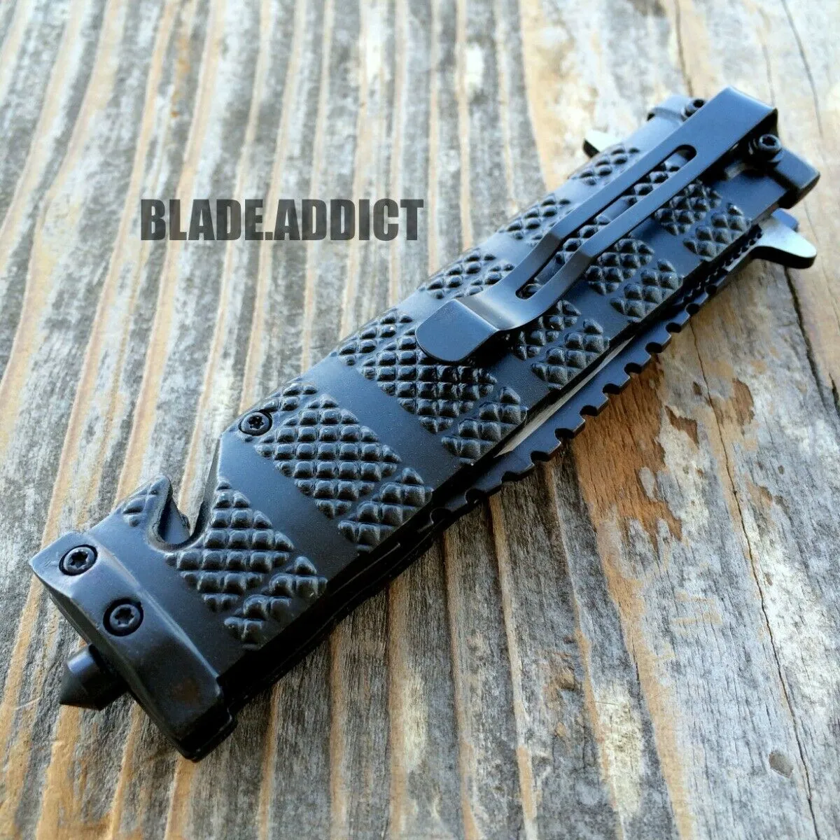 TAC FORCE Black Spring Assisted Open SAWBACK BOWIE Tactical Rescue Pocket Knife