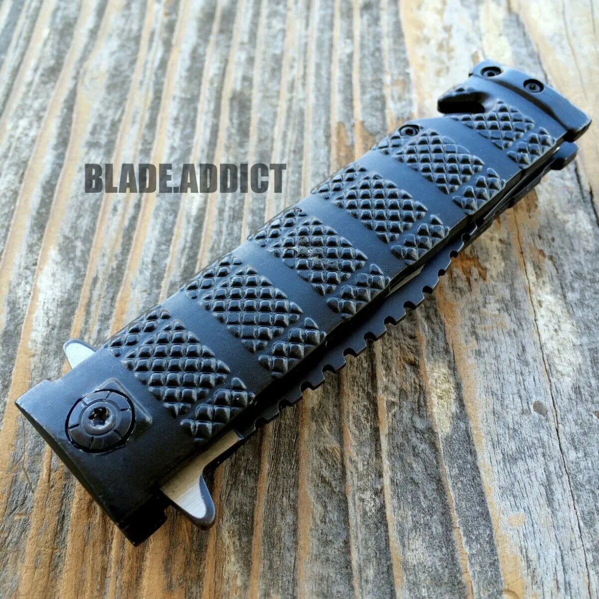 TAC FORCE Black Spring Assisted Open SAWBACK BOWIE Tactical Rescue Pocket Knife