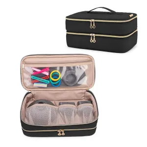 Teamoy Double-Layer Travel Storage Bag Compatible with Dyson Supersonic Hair Dryer, Blow Dryer Storage Bag, Portable Travel Organizer Bag for Hair Dryer and Attachments, Black(BAG ONLY)