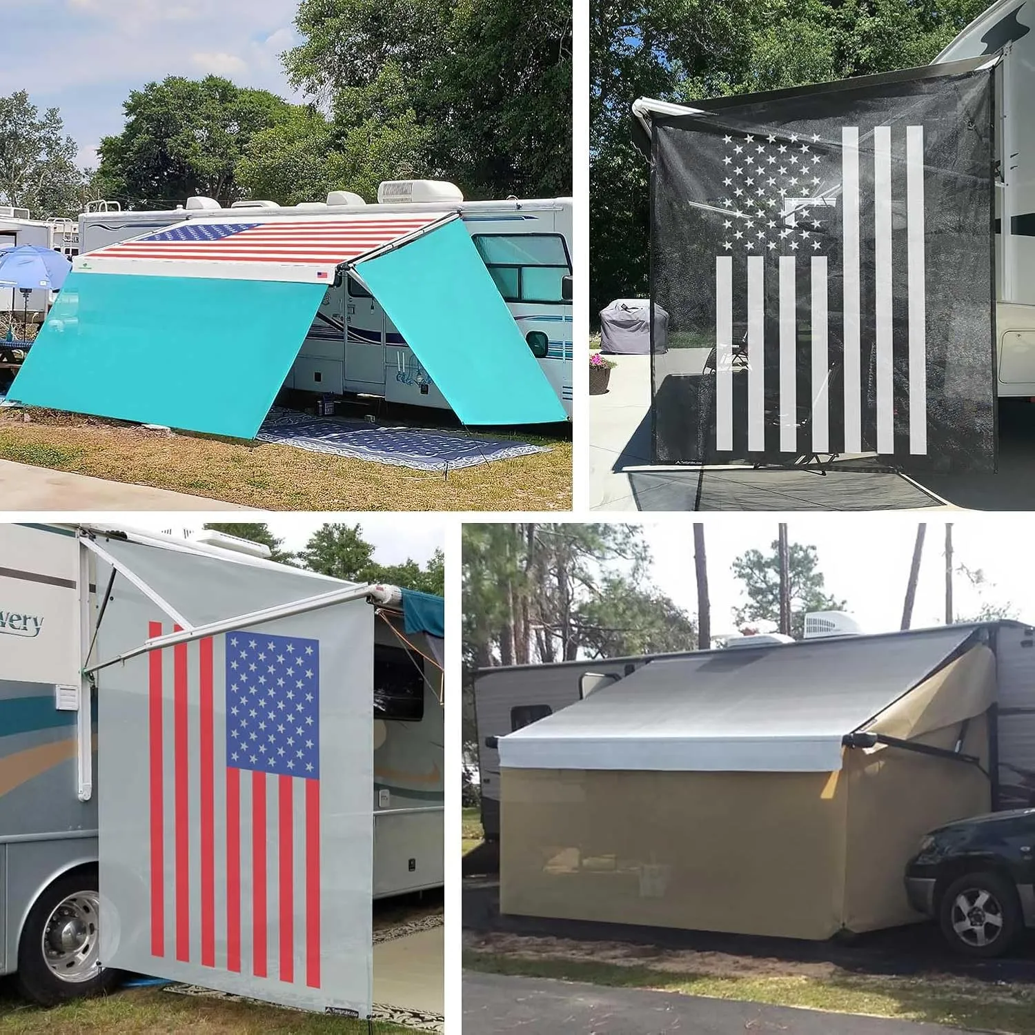 Tentproinc RV Awning Side Sun Shade Screen 9'X7' Mesh Sunshade for RV Awning Sunscreen Motorhome Camping Trailer Awning Screenshade Block UV Glare - 3 Year Warranty (Black)