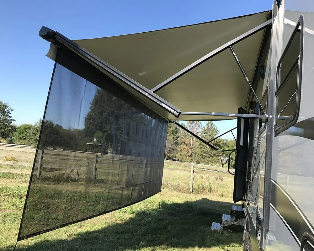 Tentproinc RV Awning Sun Shade Screen 9' X 10' 3'' (Fit for 11' Awning) Mesh Sunshade for RV Awning Sunscreen Block UV Glare Motorhome Camping Trailer Awning Screenshade - 3 Year Warranty (Black)