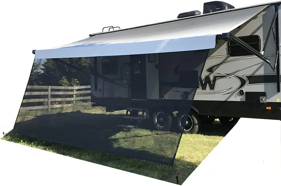 Tentproinc RV Awning Sun Shade Screen 9' X 10' 3'' (Fit for 11' Awning) Mesh Sunshade for RV Awning Sunscreen Block UV Glare Motorhome Camping Trailer Awning Screenshade - 3 Year Warranty (Black)