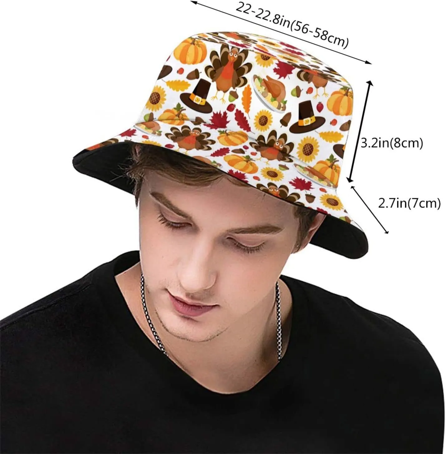 Thanksgiving Turkey Bucket Hat for Men Women Teens Packable Funny Turkey Sun Hats Fisherman Hat Cap