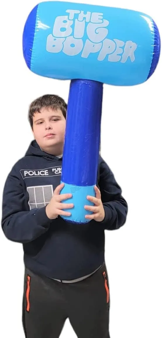 The Big Bopper Inflate - Blue (30" x 18") Inflatable Hammer, Mallet for Play Fights and Action (4 Pack)