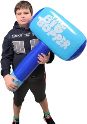The Big Bopper Inflate - Blue (30" x 18") Inflatable Hammer, Mallet for Play Fights and Action (4 Pack)