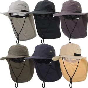 Therwen 6 Pcs Sun Hats with Neck Flap for Men Women Unisex Hiking Safari Hat Wide Brim UV Sun Protection Cap for Outdoor