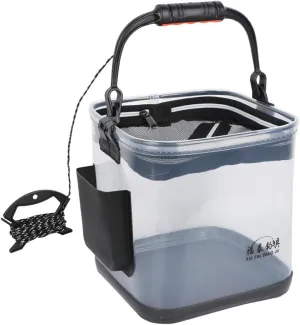 Thicken Fishing Bucket Camping Collapsible Fishing Bucket Fishing Bucket with Handle Oudoor Thicken Fishing Bucket Fishing Bucket Oudoor Thicken Fishing Bucket Large Capacity Transparent EVA