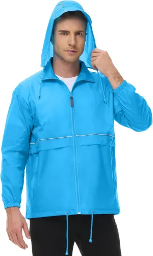 TIHEEN Men's Rain Jacket Cycling Running Jackets Waterproof Raincoat with Hood Windbreaker Hiking Jacket Rain Coat