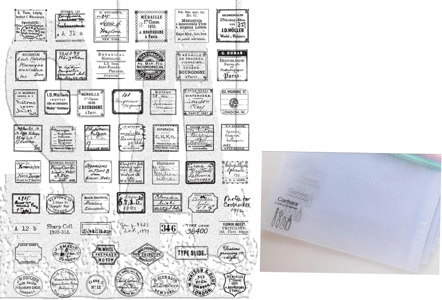 Tim Holtz Stampers Anonymous Curator Cling Stamp, CMS493, Carnora Mesh Storage Bag