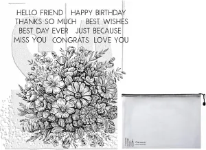 Tim Holtz Stampers Anonymous Floristry Cling Stamp with Grid Block CMS485, July 2024 Release, Carnora Mesh Storage Bag