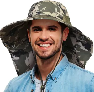 Tirrinia Neck Flap Fishing Safari Cap for Men & Women, Wide Brim Sun Hat for Outdoor Hiking, Camping, Gardening