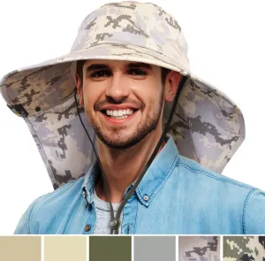 Tirrinia Neck Flap Fishing Safari Cap for Men & Women, Wide Brim Sun Hat for Outdoor Hiking, Camping, Gardening