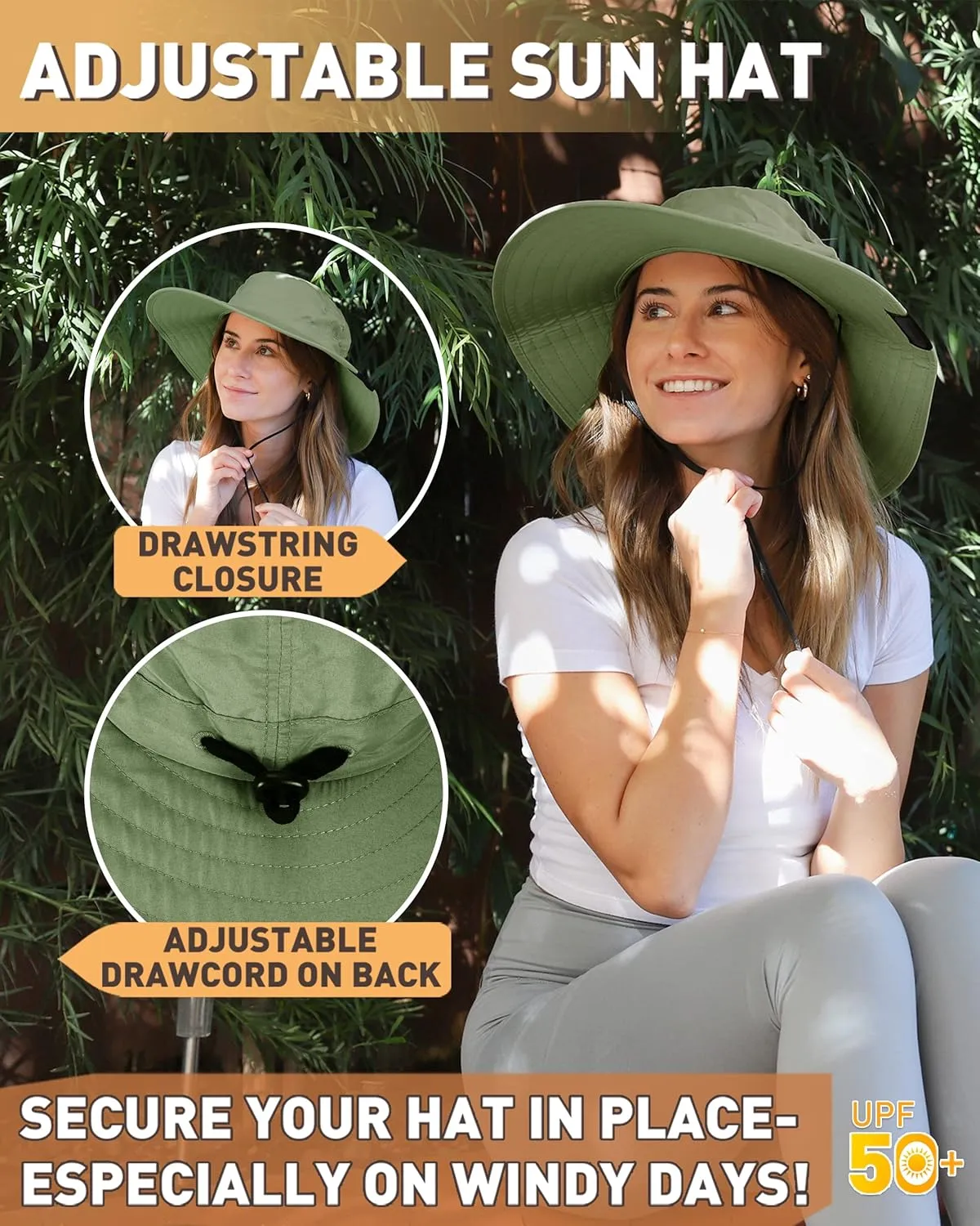 Tirrinia Womens Sun Hat Extra Wide Hard Brim Large Boonie Fishing Safari Hiking Cap