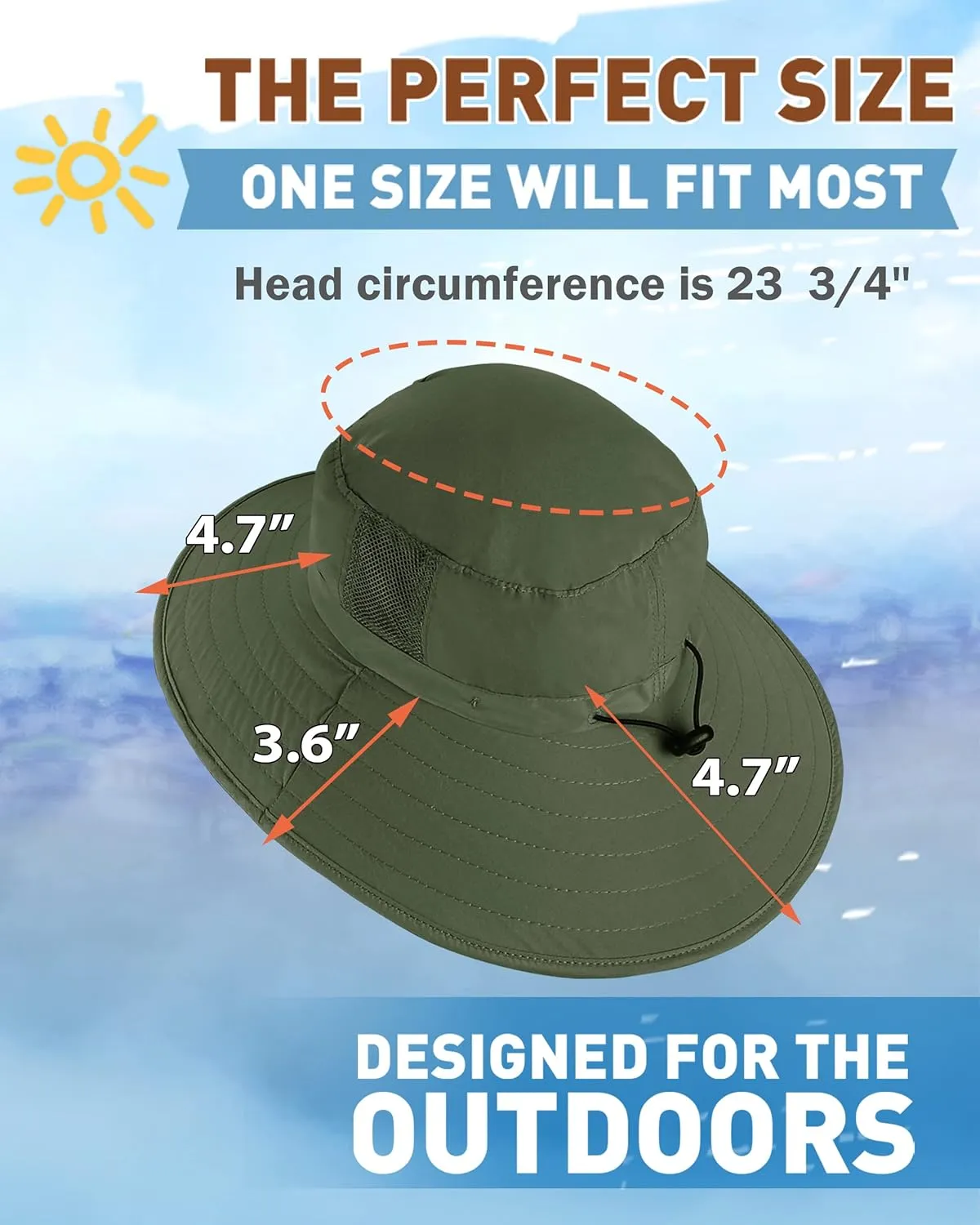Tirrinia Womens Sun Hat Extra Wide Hard Brim Large Boonie Fishing Safari Hiking Cap