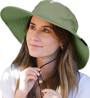 Tirrinia Womens Sun Hat Extra Wide Hard Brim Large Boonie Fishing Safari Hiking Cap