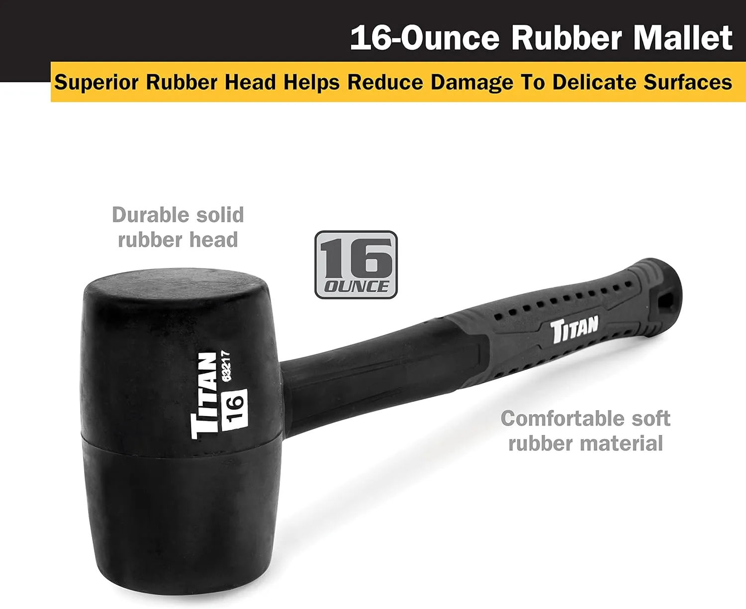 Titan 63134 4-Piece 16oz Hammer Set | Includes 16oz Claw Hammer, 16oz Rubber Mallet, 16oz Dead Blow Hammer, and 16oz Ball Peen Hammer