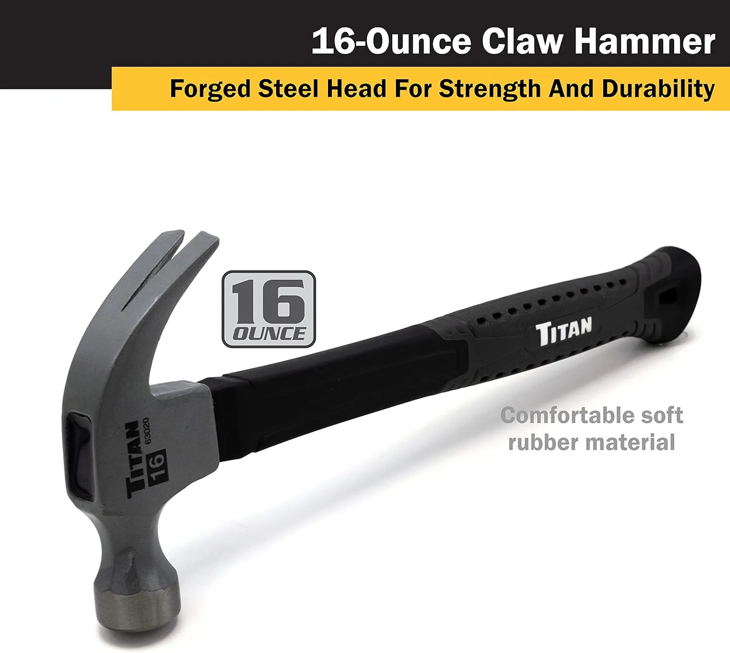 Titan 63134 4-Piece 16oz Hammer Set | Includes 16oz Claw Hammer, 16oz Rubber Mallet, 16oz Dead Blow Hammer, and 16oz Ball Peen Hammer