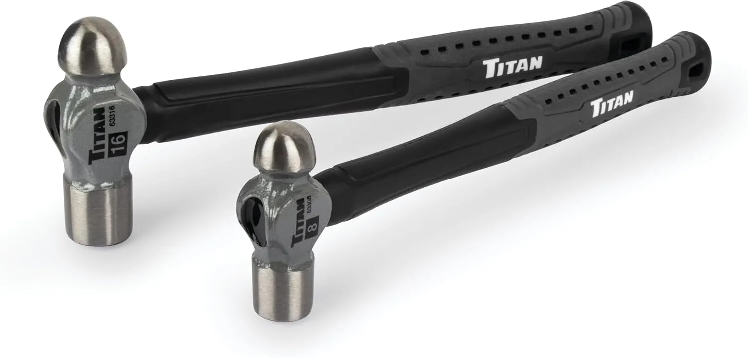 Titan 63302 2-Piece Ball Peen Hammer Set, Includes 8oz and 16oz
