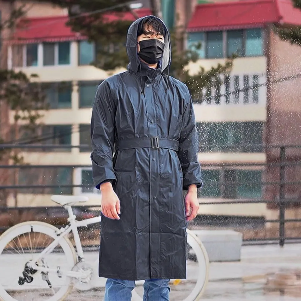 TK-RAINWEAR R600 premium raincoat (navy/waterproof/light weight/windbreak) Reflective belt, Men Women Adults rainwear