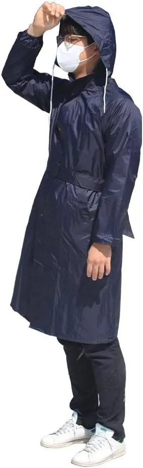 TK-RAINWEAR R600 premium raincoat (navy/waterproof/light weight/windbreak) Reflective belt, Men Women Adults rainwear