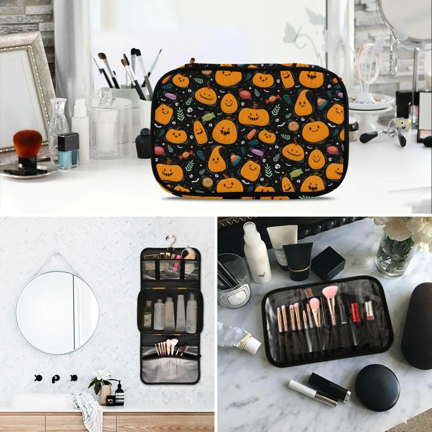 Toiletry Bags for Traveling Makeup Brush Bag Hanging Cosmetic 3 Pack Portable Travel Toiletry Bag for Men and Women,pattern 1