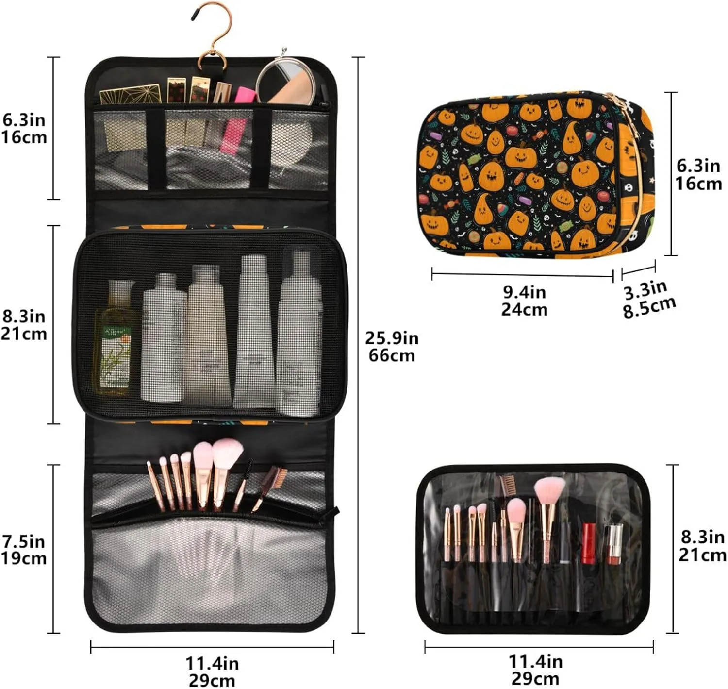 Toiletry Bags for Traveling Makeup Brush Bag Hanging Cosmetic 3 Pack Portable Travel Toiletry Bag for Men and Women,pattern 1