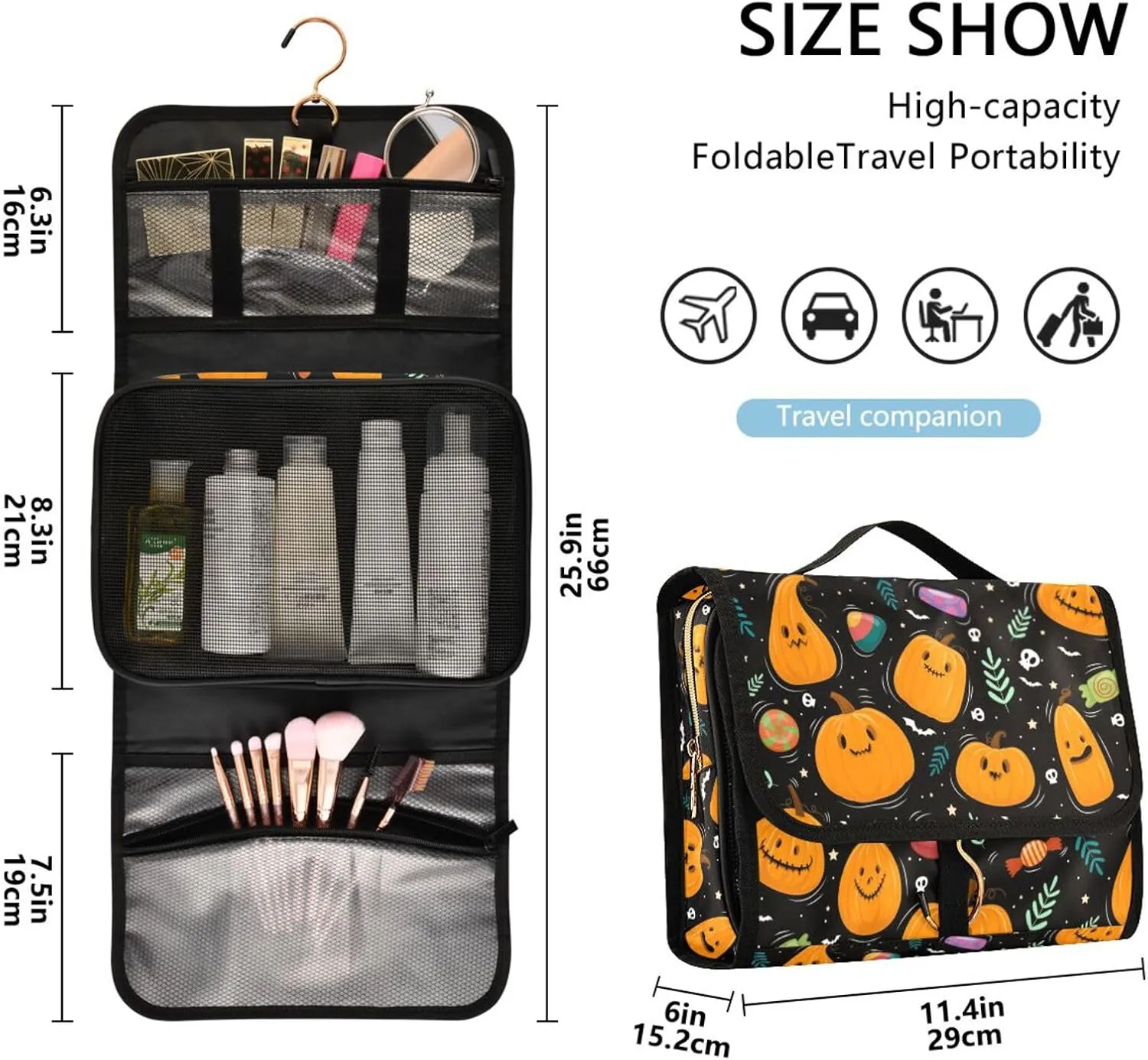 Toiletry Bags for Traveling Makeup Brush Bag Hanging Cosmetic 3 Pack Portable Travel Toiletry Bag for Men and Women,pattern 1