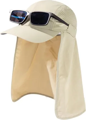 TOP-EX Men's Oversize Baseball Cap with Detachable Neck Flap - UV SPF Sun Protection Hat