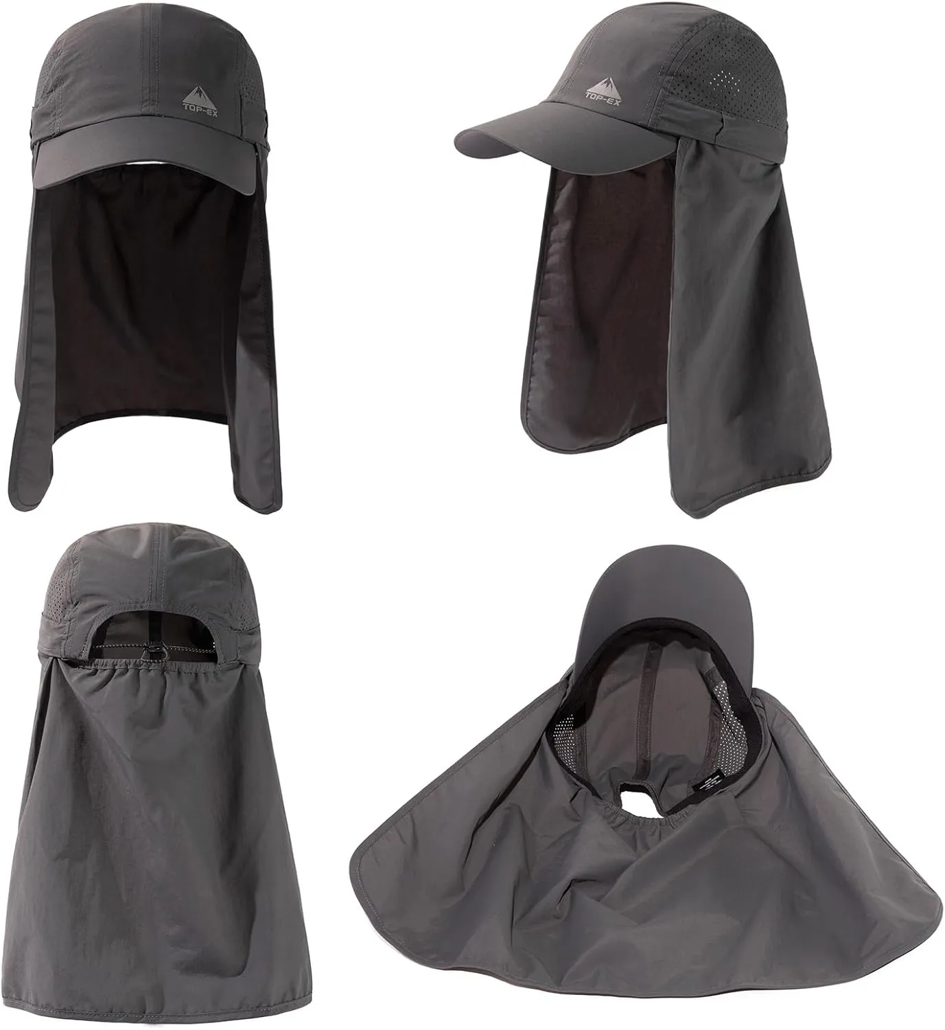 TOP-EX Men's Oversize Baseball Cap with Detachable Neck Flap - UV SPF Sun Protection Hat