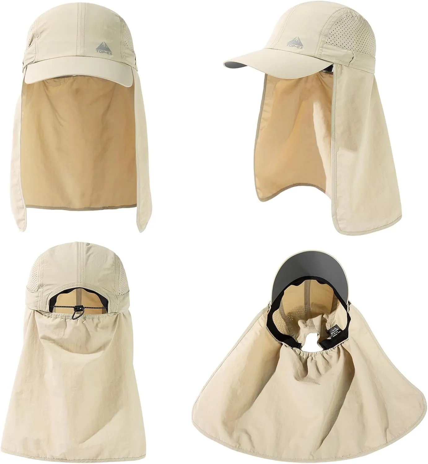 TOP-EX Men's Oversize Baseball Cap with Detachable Neck Flap - UV SPF Sun Protection Hat