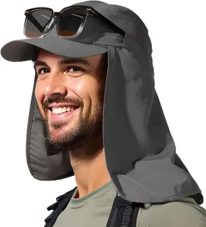 TOP-EX Men's Oversize Baseball Cap with Detachable Neck Flap - UV SPF Sun Protection Hat
