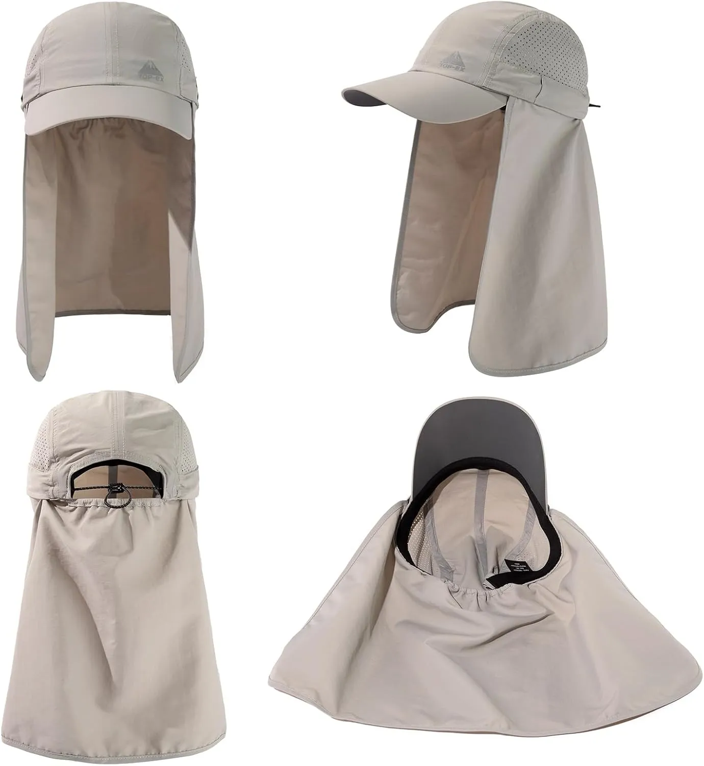 TOP-EX Men's Oversize Baseball Cap with Detachable Neck Flap - UV SPF Sun Protection Hat