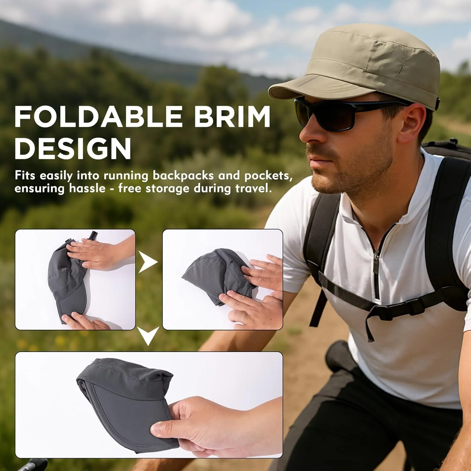 TOP-EX Men's Waterproof Army Hat - Foldable Brim Cadet Military Cap for Golf, Running, Outdoor, Dad Baseball Cap