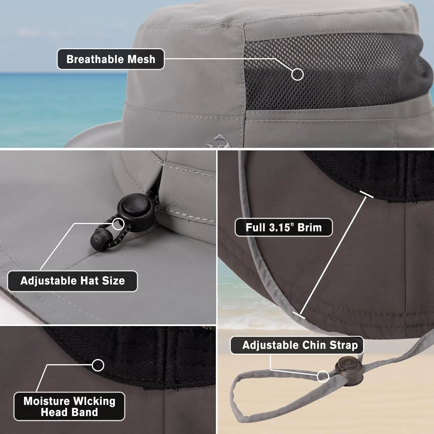 TOP-EX SunShield Sun Hat with UPF 50 , Floppy Wide Brim, Breathable Adjustable Fit (6 7/8-8 3/8)